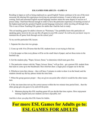 Esl games for adults | PDF