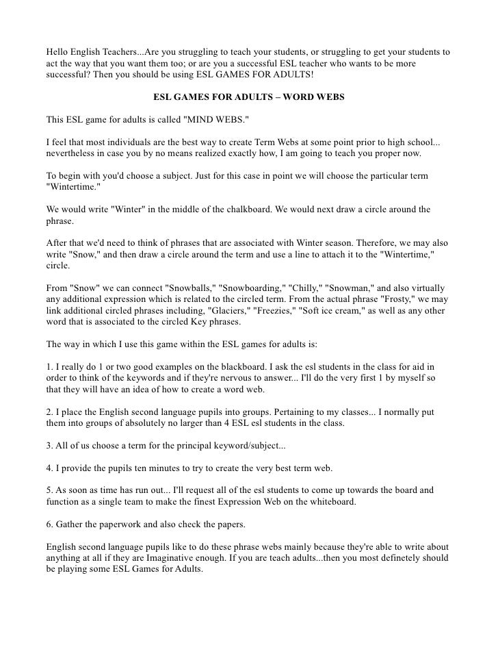 Esl games for adults