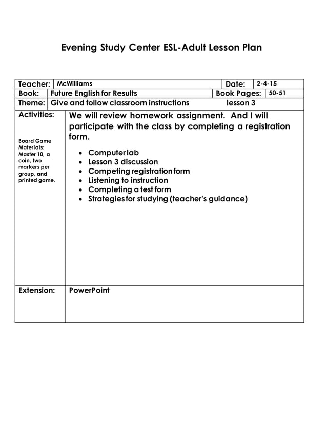 Esl Lesson Plan Format 2015 Unit 3 Lesson 1 2 PDF esl-lesson-plan-format-2015-unit-3-lesson-1-2-pdf