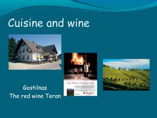 Cuisine and wine

Gostilnas
The red wine Teran

 