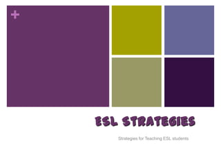 ESL Strategies Strategies for Teaching ESL students 