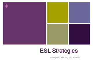 ESL Strategies Strategies for Teaching ESL Students 