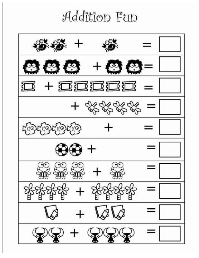 addition worksheet 1 638 - Kindergarten Addition Worksheets With Pictures