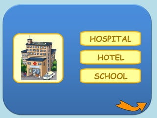 HOTEL
SCHOOL
HOSPITAL
 