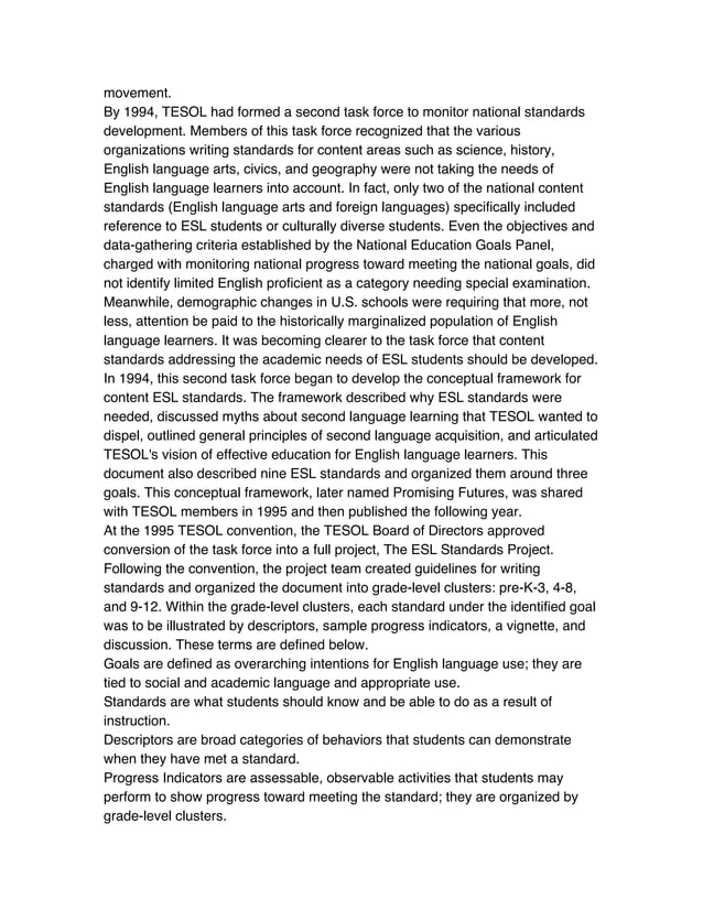 Esl standards for pre k 12 students before and after
