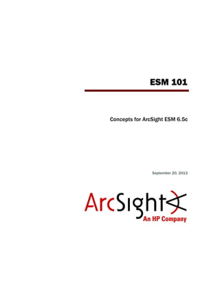 ESM 101
Concepts for ArcSight ESM 6.5c
September 20, 2013
 