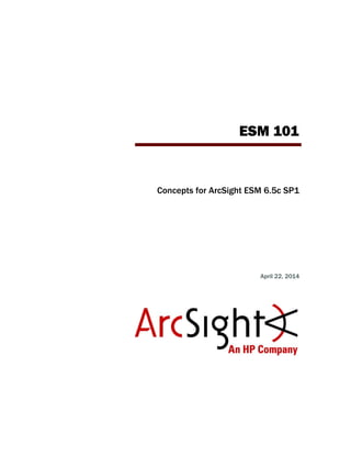 ESM 101
Concepts for ArcSight ESM 6.5c SP1
April 22, 2014
 