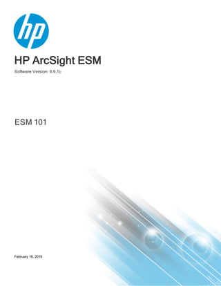 HP ArcSight ESM
Software Version: 6.9.1c
ESM 101
February 16, 2016
 