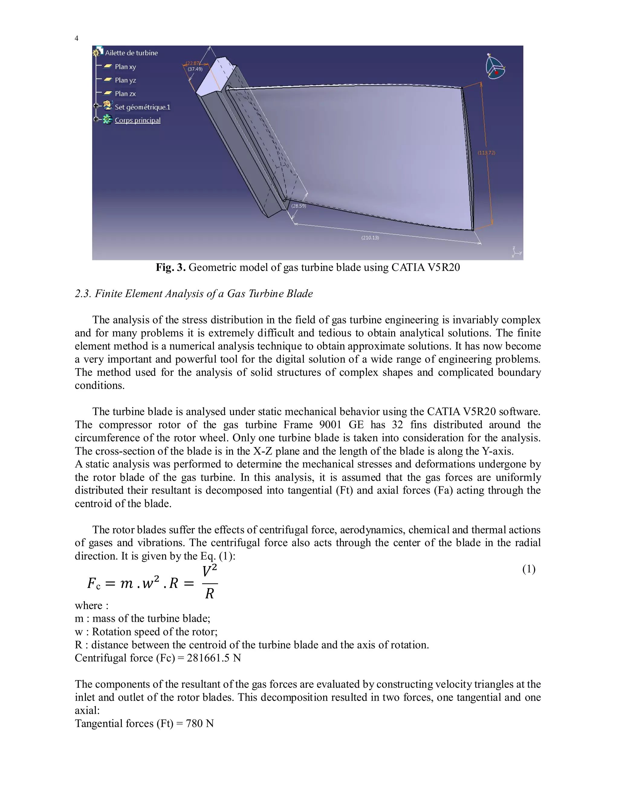 Geometric regeneration and mechanical analysis of a gas turbine blade ...