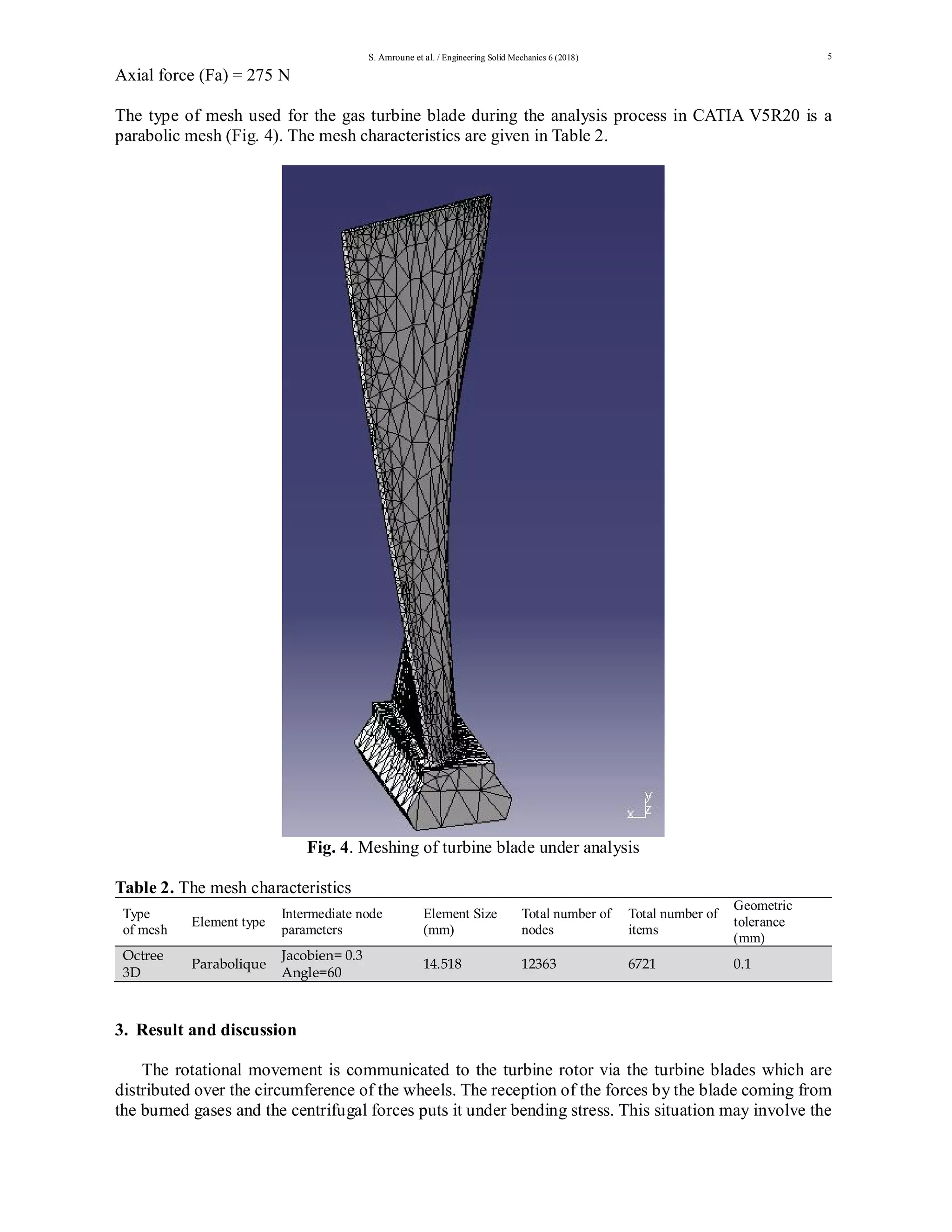 Geometric regeneration and mechanical analysis of a gas turbine blade ...