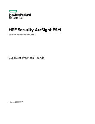HPE Security ArcSight ESM
Software Version: 6.9.1c or later
ESM Best Practices: Trends
March 28, 2017
 