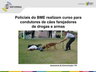 Policiais do BME realizam curso para
condutores de cães farejadores
de drogas e armas
Assessoria de Comunicação / PC
 