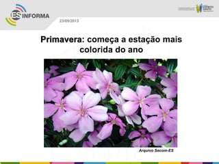 Arquivo Secom-ES
23/09/2013
Primavera: começa a estação mais
colorida do ano
 