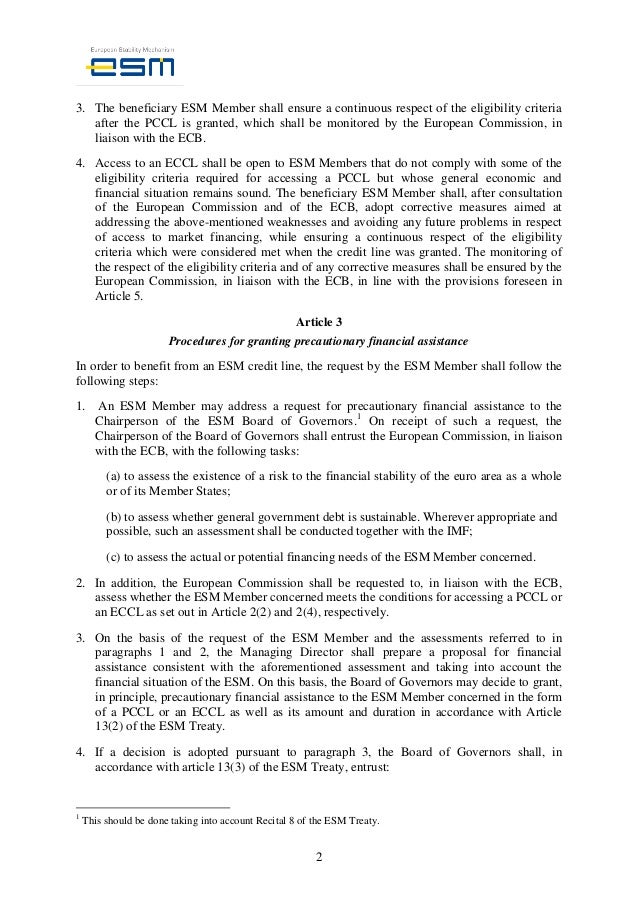 Esm guideline on precautionary financial assistance