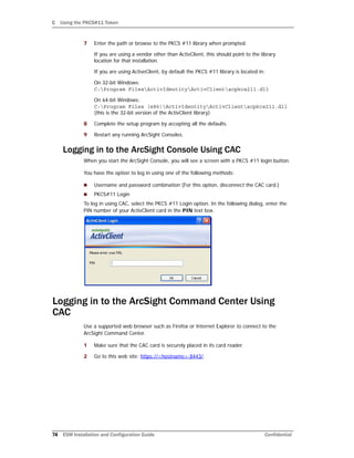 Activclient Pin Window Installation Guide for ESM 6.5c | PDF