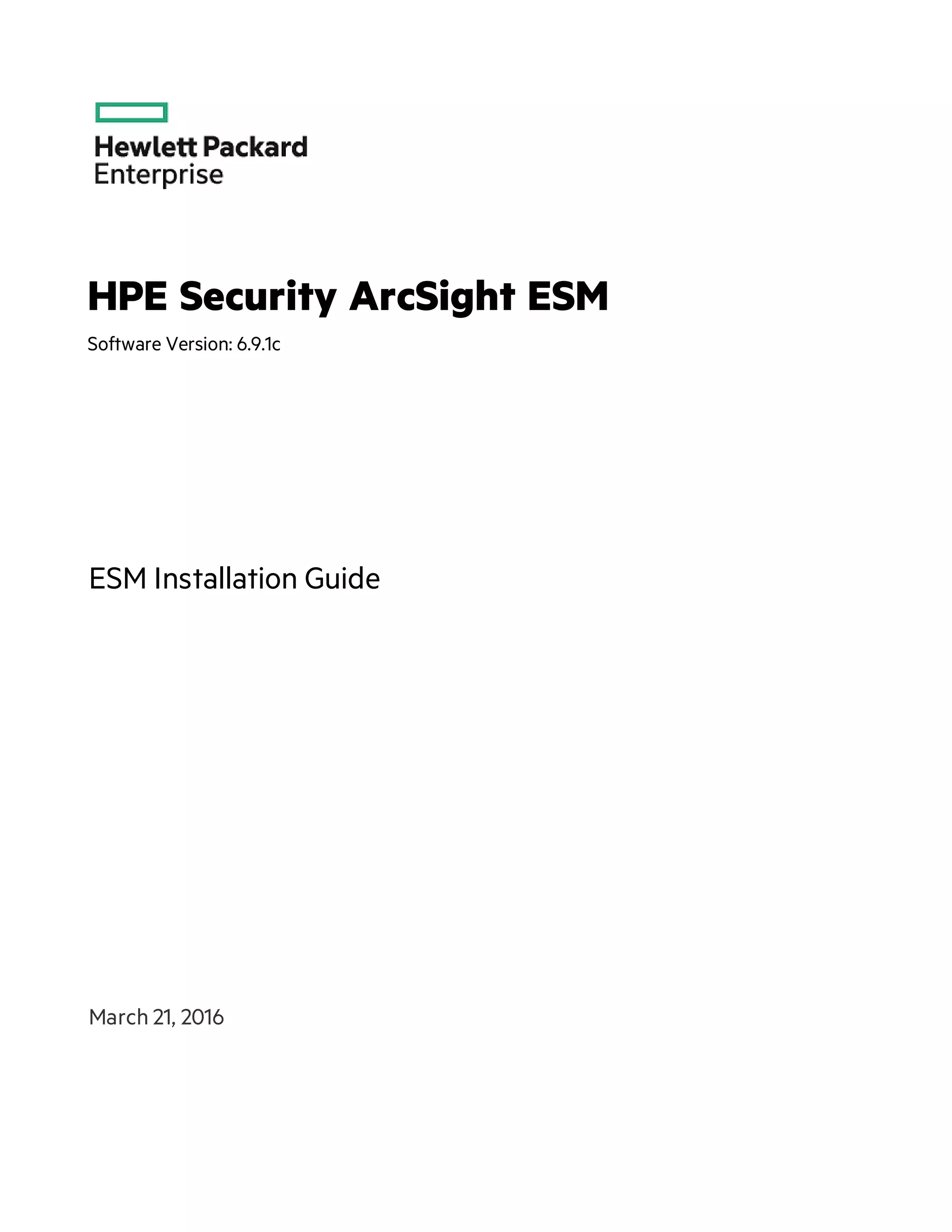 ESM Installation Guide (ESM v6.9.1c) | PDF