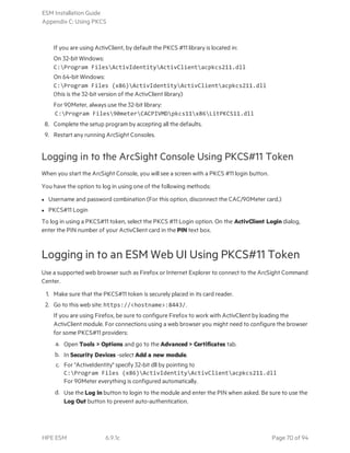 Activclient Pin Window ESM Installation Guide (ESM v6.9.1c) | PDF