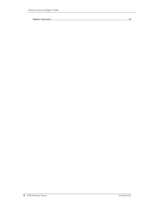 4 ESM Release Notes Confidential
Release Notes ArcSight™ ESM
Pattern Discovery .................................................................................................... 23
 