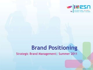 Brand Positioning
Strategic Brand Management| Summer 2011
 