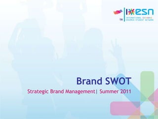 Brand SWOT
Strategic Brand Management| Summer 2011
 