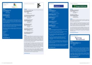 Katten Elljay                                                                  Korn/Ferry International                                                        Mindbench                                                                  Morgan McKinley
      Limited



     Contact                                                                        Contact                                                                         Contact                                                                    Contact
     Laura-Jane Silverman - Director                                                Iain Manson - UK Managing Director, Head of UK Industrial Practice and          Richard Stewart - MD                                                       Steve Leeson - Associate Director
     Laura-jane@kattenelljay.co.uk                                                  Head of Energy & Utilities - EMEA                                               richard@mindbench.co.uk                                                    sleeson@morganmckinley.com
     Industry - Renewables                                                          iain.manson@kornferry.com                                                       Industry - Recruitment                                                     Industry - Banking
                Energy Efficiency                                                   Industry - Energy                                                                          Management Consultancy                                                     Asset Management
                Climate Change                                                                 Utilities                                                                                                                                                  Commodities
                                                                                               Industrial Services                                                  Judith Wilkinson - Managing Consultant
     Katrina Fulluck - Director                                                                                                                                     judith@mindbench.co.uk                                                     David Connet - Consultant
     katrina@kattenelljay.co.uk                                                     James Twiston-Davies – Senior Associate                                         Industry - Management Consultancy                                          dconnet@morganmckinley.com
     Industry - Renewables                                                          James.Twiston-Davies@kornferry.com                                                                                                                         Industry - Investment Banking
                Energy Efficiency                                                   Industry - Oil and Energy                                                       Alice Motion - Executive Researcher                                                   Risk Management
                Climate Change                                                                 Natural Resources                                                    alice@mindbench.co.uk                                                                 Quantitative Analytics
                                                                                               Infrastructure                                                       Industry - Consulting
     Profile                                                                                                                                                                   Procurement                                                     Profile
     Katten Elljay is a specialist recruitment consultancy based in London. Our     Anna Marietta - Senior Associate                                                           Strategy                                                        Morgan McKinley is the leading international specialist in banking and
     expertise lies in placing professionals in the renewable energy, carbon        Anna.Marietta@kornferry.com                                                                                                                                financial services recruitment with offices in London, Amsterdam, Hong
     and climate change arena. Our aim is to offer a niche recruitment and          Industry - Capital Markets                                                      Danielle Treharne - Researcher                                             Kong, Singapore, Sydney and Tokyo.
     advisory package that reaches out globally to individuals and companies                   Investment Banking                                                   danielle@mindbench.co.uk
     operating in these sectors.                                                               Commodities                                                          Industry - Recruitment                                                     We help our candidates find the right permanent, temporary and contract
                                                                                                                                                                               Management Consultancy                                          positions to progress their careers within Asset Management, Credit &
     As a team of “people consultants”, Katten Elljay provides a personal yet       Resh Patel - Senior Associate                                                                                                                              Risk, Finance & Accountancy, HR, Investment Banking & Capital Markets,
     professional response to each and every recruitment need ensuring that         Resh.Patel@kornferry.com                                                        Fiona Biggins - Consultant                                                 Legal & Compliance, Operations and Secretarial & Support in the world’s
     all parties involved experience an efficient, reliable and enjoyable service   Industry - Technology                                                           fiona@mindbench.co.uk                                                      leading investment banks and financial services providers.
     throughout the whole search and selection process.                                        Professional Services                                                Industry - Recruitment
                                                                                               IT Services                                                                     Management Consultancy                                          Our consultants have expert industry knowledge and because we take
     Katten Elljay concentrates on a variety of service lines that fall under the                                                                                                                                                              the time to understand your needs as well as those of the industry, we are
     renewable energy, carbon and climate change arena. These include, but          Doug McAllister - Senior Associate                                              Profile                                                                    able to give you the information that is vital to making an informed choice
     are not restricted to:                                                         doug.mcallister@kornferry.com                                                   Mindbench is the specialist permanent and interim consultant recruitment   about your future. As preferred suppliers to the world’s leading financial
                                                                                    Industry - Board Level                                                          provider for the management consultancy industry.                          organisations, we can open doors to a diverse choice of exceptional
     • Financial Services                                                                      Non-Executive Directors                                                                                                                         career opportunities.
     • Consultancy                                                                                                                                                  • Our competencies are: Strategy, Operational Improvement, Change
     • Research                                                                     Rhian Woodisse - Senior Associate                                                 Management, Technology, Innovation and Marketing.                        www.morganmckinley.com
     • Law                                                                          rhian.woodisse@kornferry.com
     • Engineering                                                                  Industry - Life sciences                                                        • Our sector coverage includes: Financial services, Public/Voluntary
     • Project Management                                                                                                                                             Sector, Media, Telecoms, Technology, Life Sciences and
     • Project Development                                                          Profile                                                                           Energy & Utilities.
     • Public Sector                                                                Since it’s founding in 1969, Korn/Ferry International has been the executive                                                                                Norman Broadbent
                                                                                    recruitment industry’s leader and innovator, and today, has evolved as          • Our clients are: Big 4 (Deloitte, PWC, KPMG, Ernst and Young),
     www.kattenelljay.co.uk                                                         the world’s premier provider of executive talent management solutions.            strategy houses, specialist consultancies, high street banks,
                                                                                    Understanding that the business community is now facing many more                 venture capital companies, leading consumer goods companies
                                                                                    challenges in attracting, retaining and developing senior managers, Korn/         and charities.
                                                                                    Ferry’s services range from executive recruitment to corporate governance
                                                                                    and CEO recruitment, outsourced recruiting, management assessment,              We work from analyst to Director/Partner level. The majority of our work
                                                                                    and executive coaching and development.                                         is based in the UK (London, Oxford, Cambridge, Manchester, Bath,           Contact
                                                                                                                                                                    Edinburgh) but includes as well significant work in the Middle East,       Richard Mallam - Consultant
                                                                                    Our executive recruitment professionals, many of whom joined our firm           Europe and Asia Pacific.                                                   richard.mallam@normanbroadbent.com
                                                                                    from senior positions in the industry sectors they now serve, conduct                                                                                      Industry - Renewable Energy
                                                                                    more than 10,000 senior-level searches for clients worldwide each year.         We are extremely keen to help London Business School students find                    Chemicals
                                                                                    Our consultants are based in more than 90 offices in 40 countries in the        their roles as the leaders of tomorrow, and very much look forward to                 Oil/Gas
                                                                                    Americas, Asia Pacific, Europe, the Middle East and Africa. The industry-       meeting them at the networking event on Thursday 26 February.
                                                                                    sector knowledge and global reach of our firm ensures that our clients
                                                                                    have access to the most qualified candidates for every position.                www.mindbench.com                                                          Profile
                                                                                                                                                                                                                                               Our reputation for executive search, interim management and leadership
                                                                                    With our time-proven search process, market knowledge and worldwide                                                                                        development has grown since we started business in 1982. Our approach
                                                                                    network, it is not surprising that more leading organizations around the                                                                                   is built around accumulating an in-depth knowledge of our clients
                                                                                    world trust Korn/Ferry to deliver and develop the best executives to run                                                                                   and then using our contacts, technical expertise and first-hand sector
                                                                                    their businesses than any other firm, a responsibility we take very seriously                                                                              experience to find solutions. We also have an ethical attitude to our work
                                                                                    and work every day to meet with integrity and results.                                                                                                     that has led us to retire many accepted recruitment practices.

                                                                                                                                                                                                                                               We specialise in Board Practice/Non Executive, Consumer Markets,
                                                                                    www.kornferry.com
                                                                                                                                                                                                                                               Energy & Natural Resources, Financial Services & Healthcare, Industrial
                                                                                                                                                                                                                                               Practice, Legal & Professional Services, Life Sciences, Private Equity,
                                                                                                                                                                                                                                               Public & NFP and Technology sectors.

                                                                                                                                                                                                                                               www.normanbroadbent.com




16     Executive Search Networking Evening 2009                                                                                                                                                                                                                                     Executive Search Networking Evening 2009   17
 