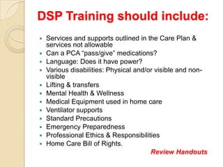 An introduction to Home Care for Direct Support Professionals | PPT