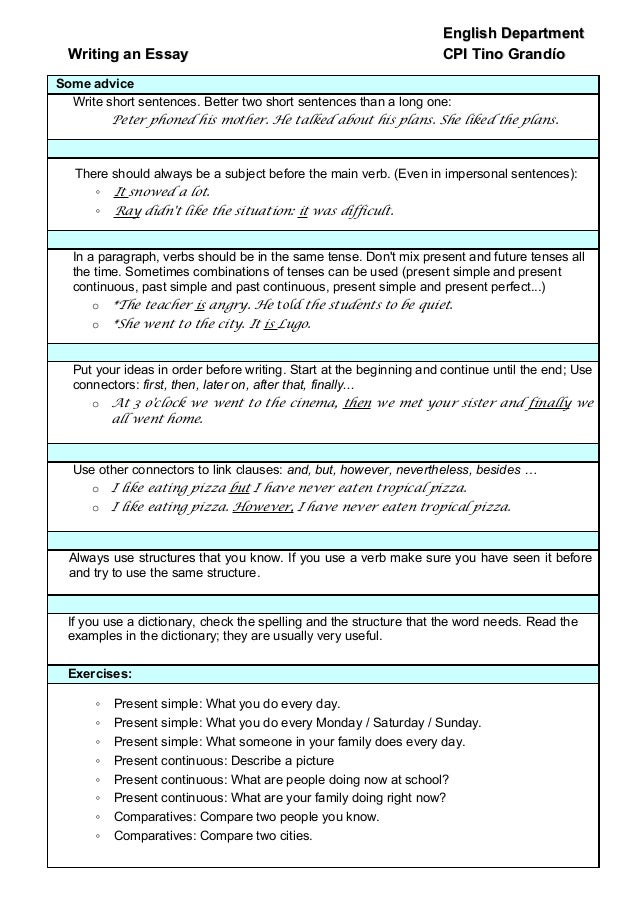 sentences How write an essay in english []