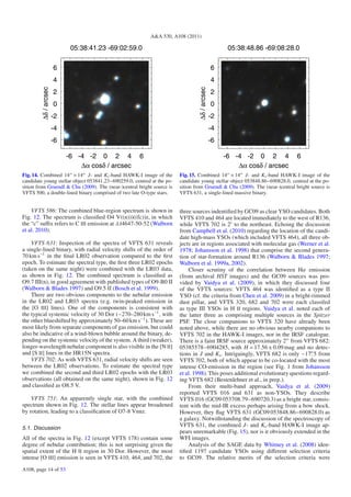 A&A 530, A108 (2011)




Fig. 14. Combined 14 × 14 J- and Ks -band HAWK-I image of the           Fig. 15. Combined 14 × 14 J- and Ks -band HAWK-I image of the
candidate young stellar object 053841.23−690259.0, centred at the po-   candidate young stellar object 053848.86−690828.0, centred at the po-
sition from Gruendl & Chu (2009). The (near-)central bright source is   sition from Gruendl & Chu (2009). The (near-)central bright source is
VFTS 500, a double-lined binary comprised of two late O-type stars.     VFTS 631, a single-lined massive binary.


    VFTS 586: The combined blue-region spectrum is shown in             three sources indentiﬁed by GC09 as clear YSO candidates. Both
Fig. 12. The spectrum is classiﬁed O4 V((n)))((fc))z, in which          VFTS 410 and 464 are located immediately to the west of R136,
the “c” suﬃx refers to C III emission at λλ4647-50-52 (Walborn          while VFTS 702 is 2 to the northeast. Echoing the discussion
et al. 2010).                                                           from Campbell et al. (2010) regarding the location of the candi-
                                                                        date high-mass YSOs (which included VFTS 464), all three ob-
    VFTS 631: Inspection of the spectra of VFTS 631 reveals             jects are in regions associated with molecular gas (Werner et al.
a single-lined binary, with radial velocity shifts of the order of      1978; Johansson et al. 1998) that comprise the second genera-
70 km s−1 in the ﬁnal LR02 observation compared to the ﬁrst             tion of star-formation around R136 (Walborn & Blades 1997;
epoch. To estimate the spectral type, the ﬁrst three LR02 epochs        Walborn et al. 1999a, 2002).
(taken on the same night) were combined with the LR03 data,                 Closer scrutiny of the correlation between Hα emission
as shown in Fig. 12. The combined spectrum is classiﬁed as              (from archival HST images) and the GC09 sources was pro-
O9.7 III(n), in good agreement with published types of O9-B0 II         vided by Vaidya et al. (2009), in which they discussed four
(Walborn & Blades 1997) and O9.5 II (Bosch et al. 1999).                of the VFTS sources: VFTS 464 was identiﬁed as a type II
    There are two obvious components to the nebular emission            YSO (cf. the criteria from Chen et al. 2009) in a bright-rimmed
in the LR02 and LR03 spectra (e.g. twin-peaked emission in              dust pillar, and VFTS 320, 682 and 702 were each classifed
the [O III] lines). One of the components is consistent with            as type III YSOs in H II regions. Vaidya et al. noted each of
the typical systemic velocity of 30 Dor (∼270–280 km s−1 , with         the latter three as comprising multiple sources in the Spitzer
the other blueshifted by approximately 50–60 km s−1 ). These are        PSF. The close companions to VFTS 320 have already been
most likely from separate components of gas emission, but could         noted above, while there are no obvious nearby companions to
also be indicative of a wind-blown bubble around the binary, de-        VFTS 702 in the HAWK-I images, nor in the IRSF catalogue.
pending on the systemic velocity of the system. A third (weaker),       There is a faint IRSF source approximately 2 from VFTS 682:
longer-wavelength nebular component is also visible in the [N II]       05385578−6904285, with H = 17.56 ± 0.09 mag and no detec-
and [S II] lines in the HR15N spectra.                                  tions in J and Ks . Intriguingly, VFTS 682 is only ∼17. 5 from
    VFTS 702: As with VFTS 631, radial velocity shifts are seen         VFTS 702, both of which appear to be co-located with the most
between the LR02 observations. To estimate the spectral type            intense CO-emission in the region (see Fig. 1 from Johansson
we combined the second and third LR02 epochs with the LR03              et al. 1998). This poses additional evolutionary questions regard-
observations (all obtained on the same night), shown in Fig. 12         ing VFTS 682 (Bestenlehner et al., in prep.).
and classiﬁed as O8.5 V.                                                    From their multi-band approach, Vaidya et al. (2009)
                                                                        reported VFTS 016 and 631 as non-YSOs. They describe
    VFTS 751: An apparently single star, with the combined              VFTS 016 (GC09 053708.79−690720.3) as a bright star, consis-
spectrum shown in Fig. 12. The stellar lines appear broadened           tent with the mid-IR excess perhaps arising from a bow shock.
by rotation, leading to a classiﬁcation of O7-8 Vnnz.                   However, they ﬂag VFTS 631 (GC09 053848.86−690828.0) as
                                                                        a galaxy. Notwithstanding the discussion of the spectroscopy of
5.1. Discussion
                                                                        VFTS 631, the combined J- and Ks -band HAWK-I image ap-
                                                                        pears unremarkable (Fig. 15), nor is it obviously extended in the
All of the spectra in Fig. 12 (except VFTS 178) contain some            WFI images.
degree of nebular contribution; this is not surprising given the            Analysis of the SAGE data by Whitney et al. (2008) iden-
spatial extent of the H II region in 30 Dor. However, the most          tiﬁed 1197 candidate YSOs using diﬀerent selection criteria
intense [O III] emission is seen in VFTS 410, 464, and 702, the         to GC09. The relative merits of the selection criteria were
A108, page 14 of 53
 