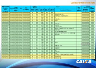 Cadastramento em lote
 