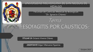 TITULAR: Dr. Octavio Viveros Chávez
DISERTANTE: Edgar Villanueva Figueroa
Octubre 2015
 