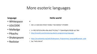 Rockstar Programming Language Examples Esolang | PPTX