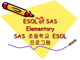ESOL at SAS Elementary SAS  초등학교  ESOL  프로그램 