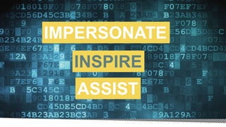 IMPERSONATE
INSPIRE
ASSIST
 