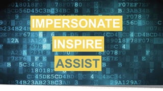 IMPERSONATE
INSPIRE
ASSIST
 