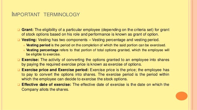 Employee stock options terminology