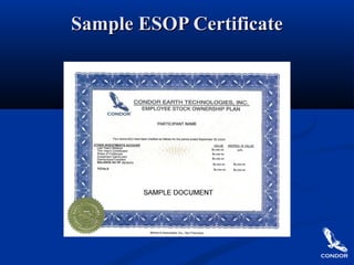 Sample ESOP CertificateSample ESOP Certificate
 