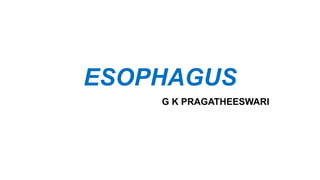 ESOPHAGUS
G K PRAGATHEESWARI
 