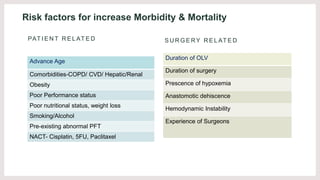 Risk factors for increase Morbidity & Mortality
PAT I E N T R E L AT E D
Advance Age
Comorbidities-COPD/ CVD/ Hepatic/Rena...