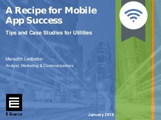 January 2018
A Recipe for Mobile
App Success
Tips and Case Studies for Utilities
Meredith Ledbetter
Analyst, Marketing & Communications
 