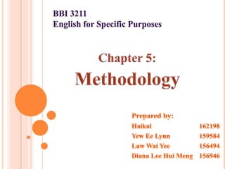 BBI 3211
English for Specific Purposes
 