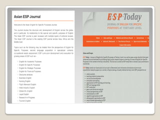 Developments in English for Specific Purposes - Chapter 1 & 2