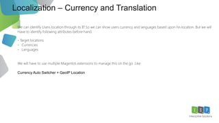 Localization – Currency and Translation
26
Currency Auto Switcher + GeoIP Location
 