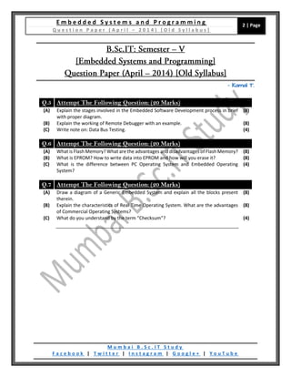 [Question Paper] Embedded Systems and Programming (Old Syllabus) [April ...