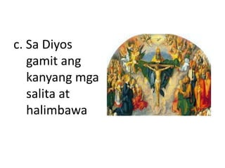 c. Sa Diyos
gamit ang
kanyang mga
salita at
halimbawa
 