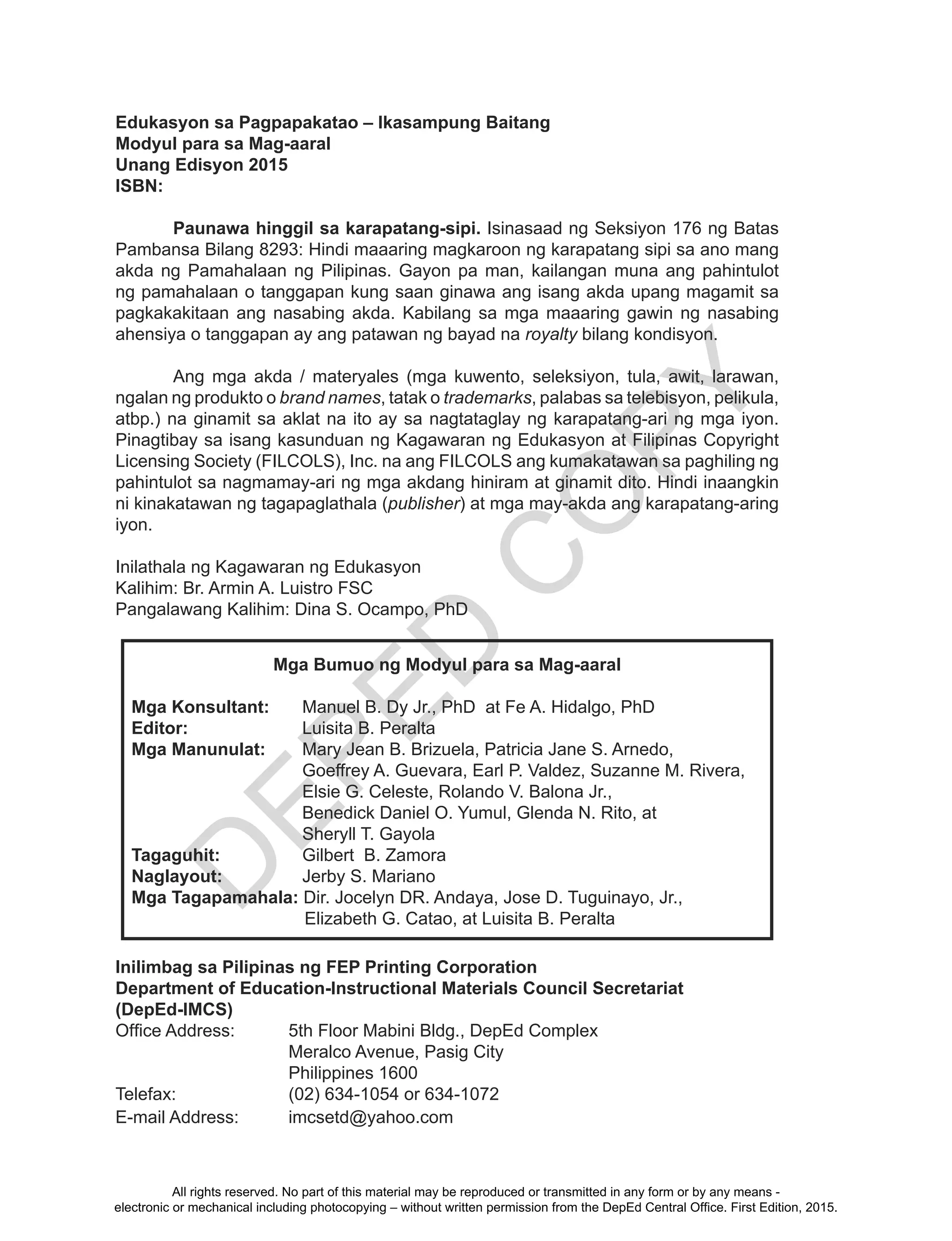 Esp learners module grade 10 unit 4 pdf