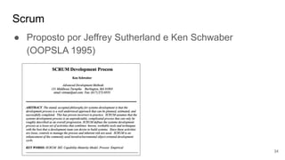 Scrum
34
● Proposto por Jeffrey Sutherland e Ken Schwaber
(OOPSLA 1995)
 