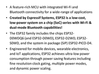 Introduction to ESP32 board and its applications | PDF