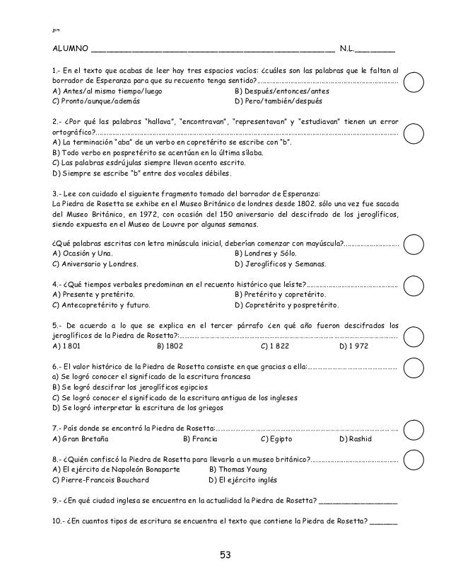Español sexto ejercicios para alumnos de sexto grado para
