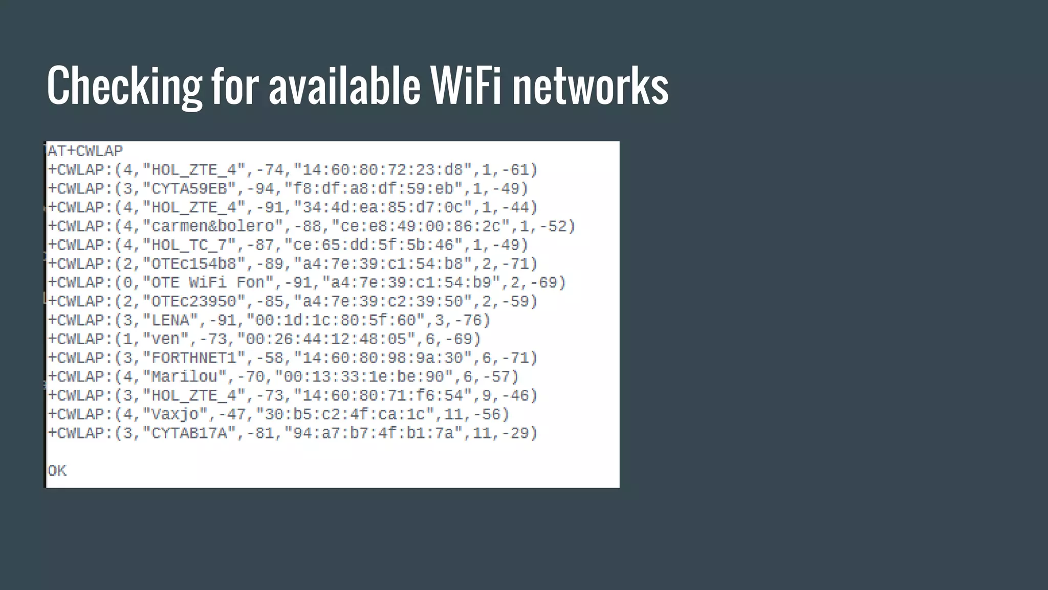 Checking for available WiFi networks
 