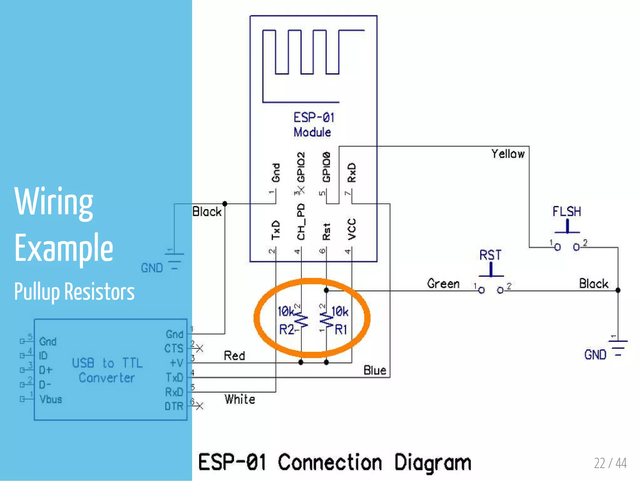 22 / 44
Wiring
Example
Pullup Resistors
 